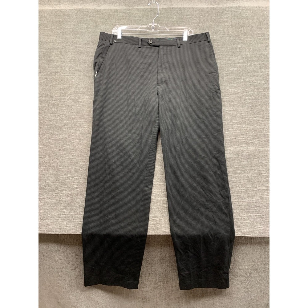Chaps By Ralph Lauren Dress Pants Mens 38X32 Black Pinstripe Mid Rise Business